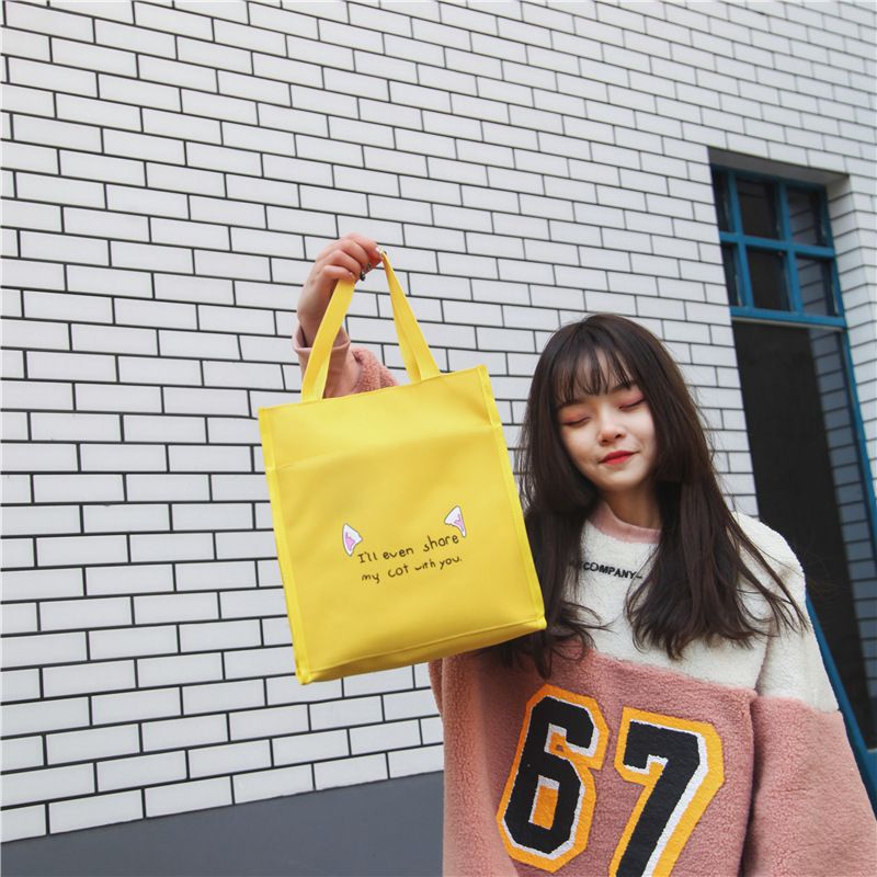 Set 4 Món Balo Túi Ví Canvas Dễ Thương Cho Nữ