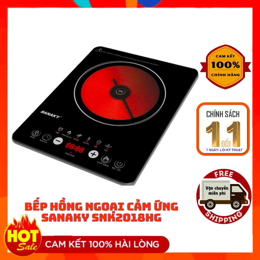 Bếp Hồng Ngoại Đơn Cảm Ứng , Công Suất 2000W, Sanaky SNK2018HG Nấu Nhanh , Sang Trọng - Gia Dụng Linh Nhi