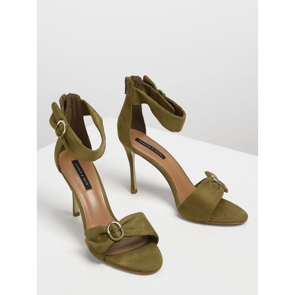 Thanh lý CHARLES & KEITH - Giày cao gót đính nơ Ruched Two Tone Buckle Stiletto, new 99,9%, cnk