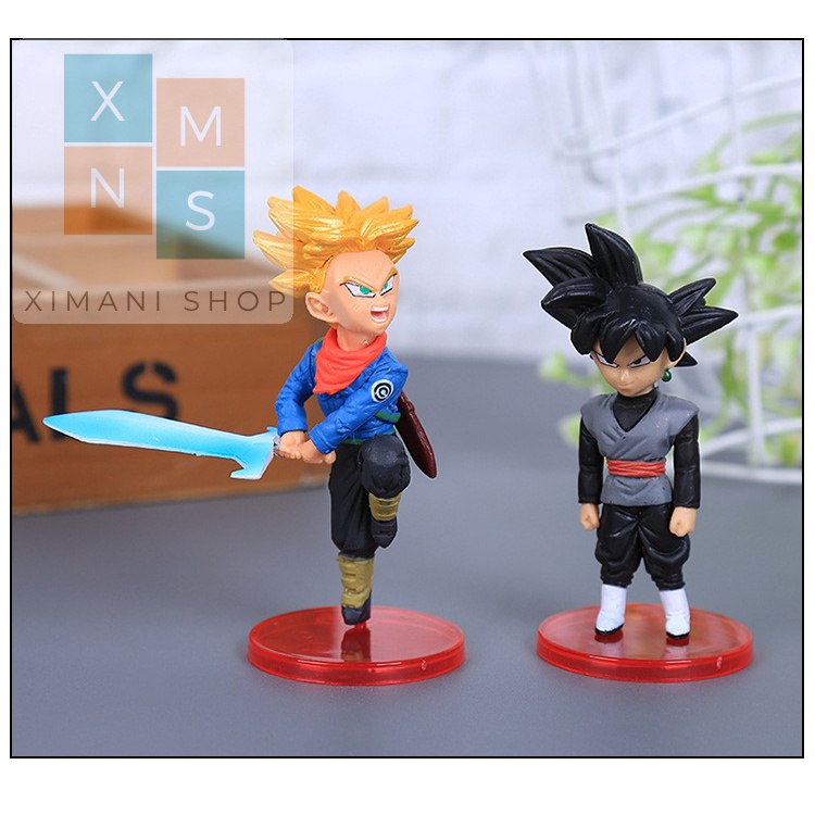 Bộ 18 Mô hình Dragon Ball Chibi Nhân Vật Goku Gohan Trunks Vegeta Zamasu Zeno Vegeto Mai Cao 9cm Anime -7 Viên Ngọc Rồng