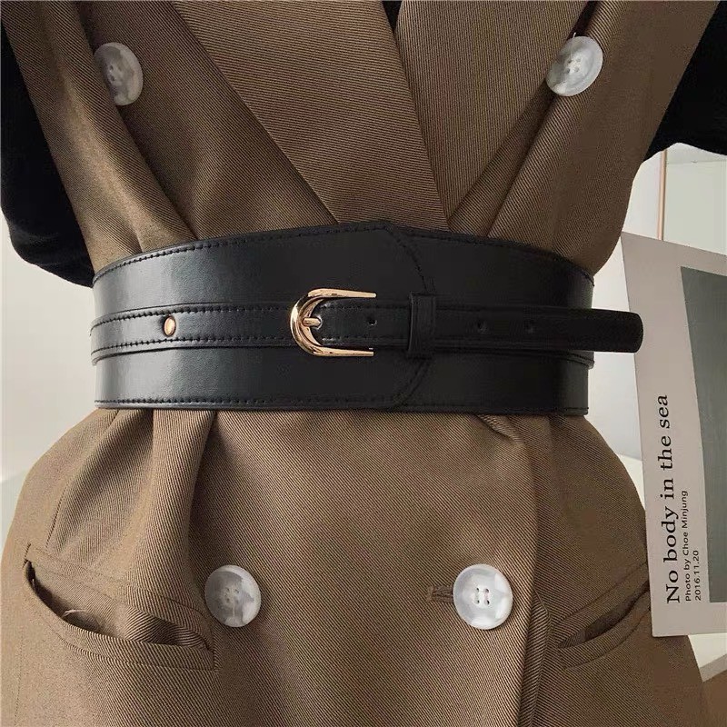 Thắt lưng Váy Bản To Sang Chảnh ĐV011 Sim sim shop - Đai váy Da to 7.5cm khóa vàng