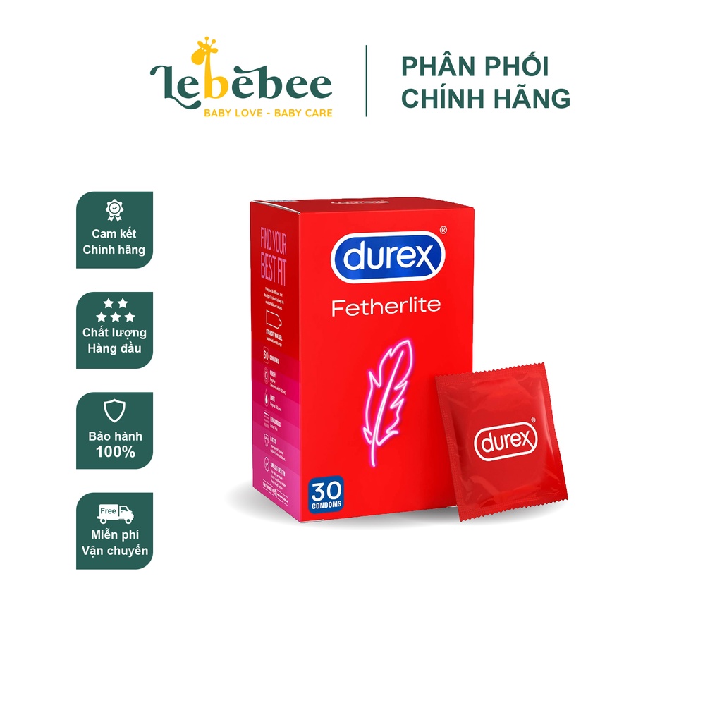 Bao Cao Su Durex Fetherlite Úc giúp quan hệ an toàn, tăng khoái cảm cho nam giới 30 cái