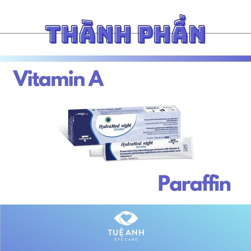 Hydramed Night Sensitive Làm dịu khô mắt và bảo vệ mắt kéo dài.