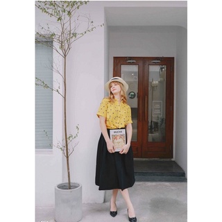 Áo sơ mi a new day vàng in họa tiết - 3784