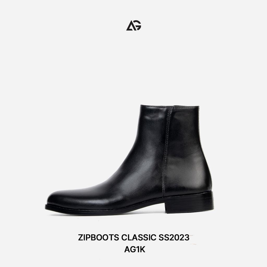 Giày boots nam cao cấp da bò nhập khẩu Zip boots handmade August shoes AG1K chính hãng bảo hành 12 tháng