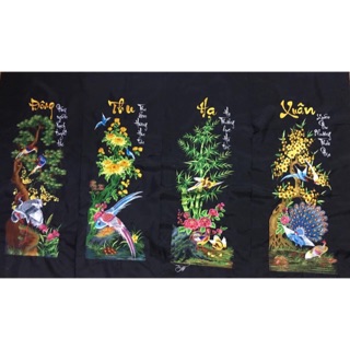 Tranh thêu tứ quý vi tính thành phẩm chưa khung giá sốc