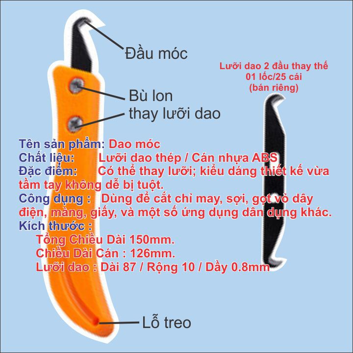 DAO CẮT CHỈ SỢI - CÁN NHỰA - KHÔNG TRƯỢT