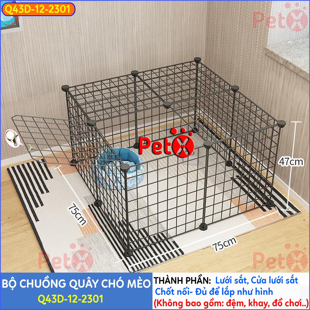 Quây chuồng chó mèo lắp ghép nuôi thú cưng sơn tĩnh điện giá rẻ