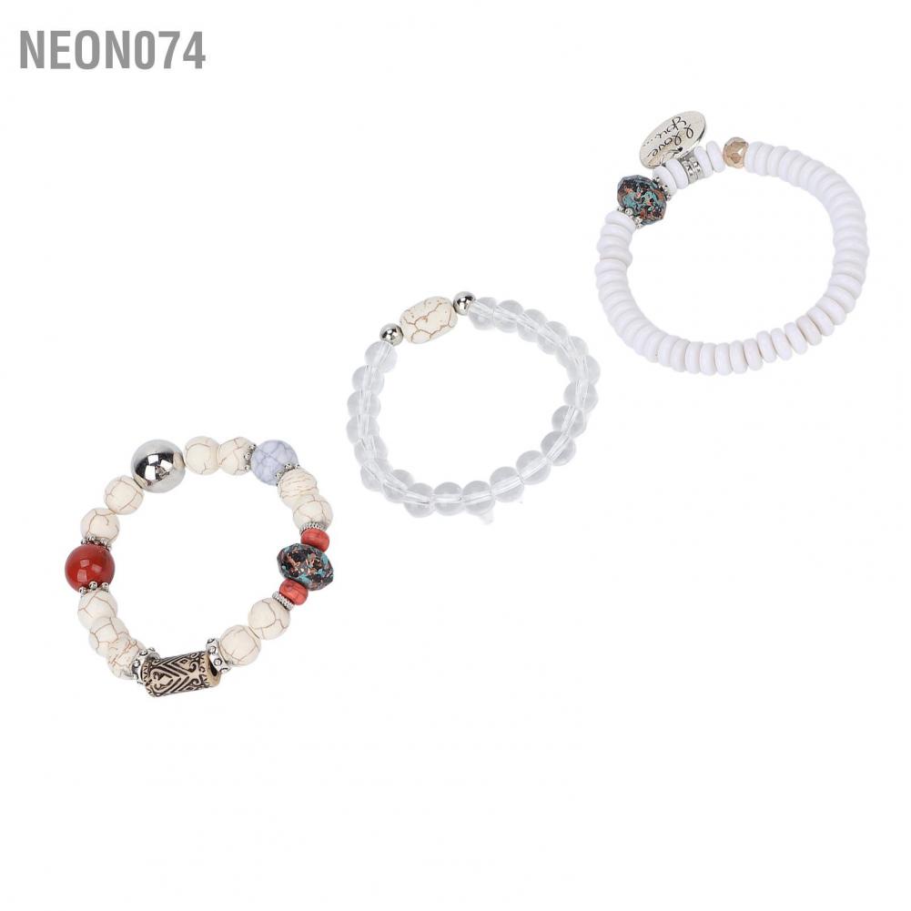 Neon074 Neon074 3 cái Vòng tay nhựa thanh lịch đầy màu sắc có thể xếp chồng lên nhau Bộ đồ trang sức Quà tặng cho phụ nữ Cô gái