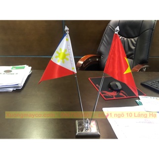 Cờ để bàn Việt Nam - Philippines inox đế đôi