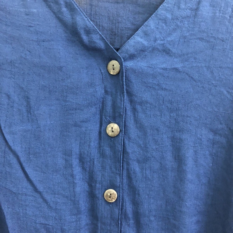 Áo Sơ Mi Cotton Xô APT.9 Cổ Thuyền Tay Dài Gài Nút Navy