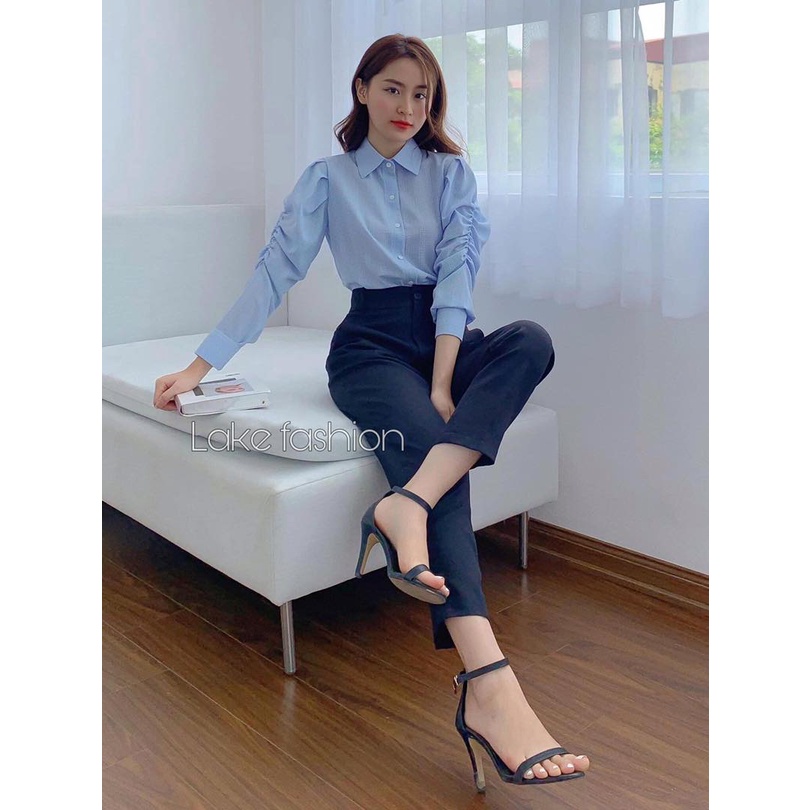 Áo kiểu, áo sơ mi nữ công sở phối nhúm tay Lake Fashion
