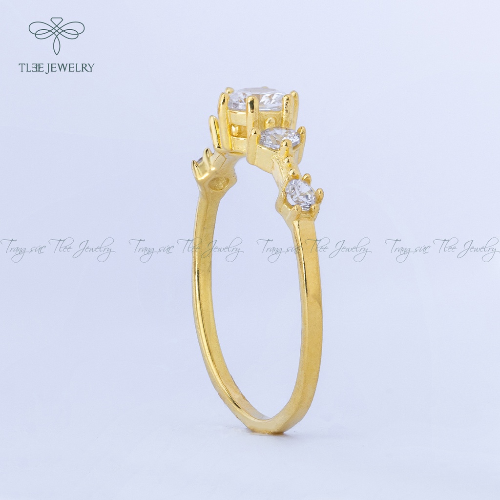Nhẫn bạc nữ TLEE Snow Princess Fre mạ vàng 14k đính đá cao cấp NCJ A0139