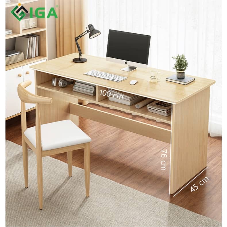 Bàn học, bàn làm việc máy tính có kệ sách và 2 ngăn kéo để đồ chính hãng IGA- GP178.31/ GP179.03