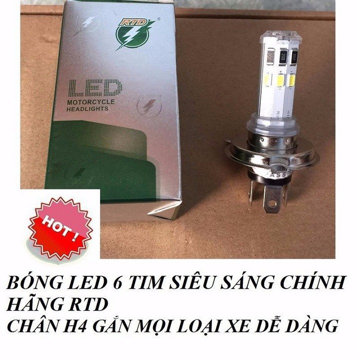 Đèn Led Xe Máy 6 Tim Sáng Trắng Rtd