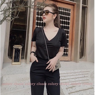 Áo thun giấy cổ tim basic