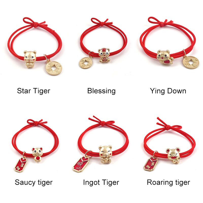 Dây buộc tóc cao su màu đỏ phối mặt hợp kim thời trang