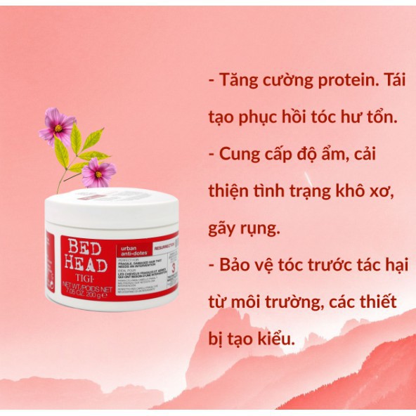 Kem ủ tóc suôn mượt, phục hồi tóc yếu gãy rụng Tigi Bed Head Resurrection cho tóc hư tổn nặng và yếu- HONGS BEAUTY