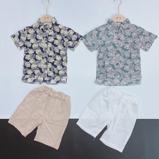 Sét bộ bé trai hoa lá cành