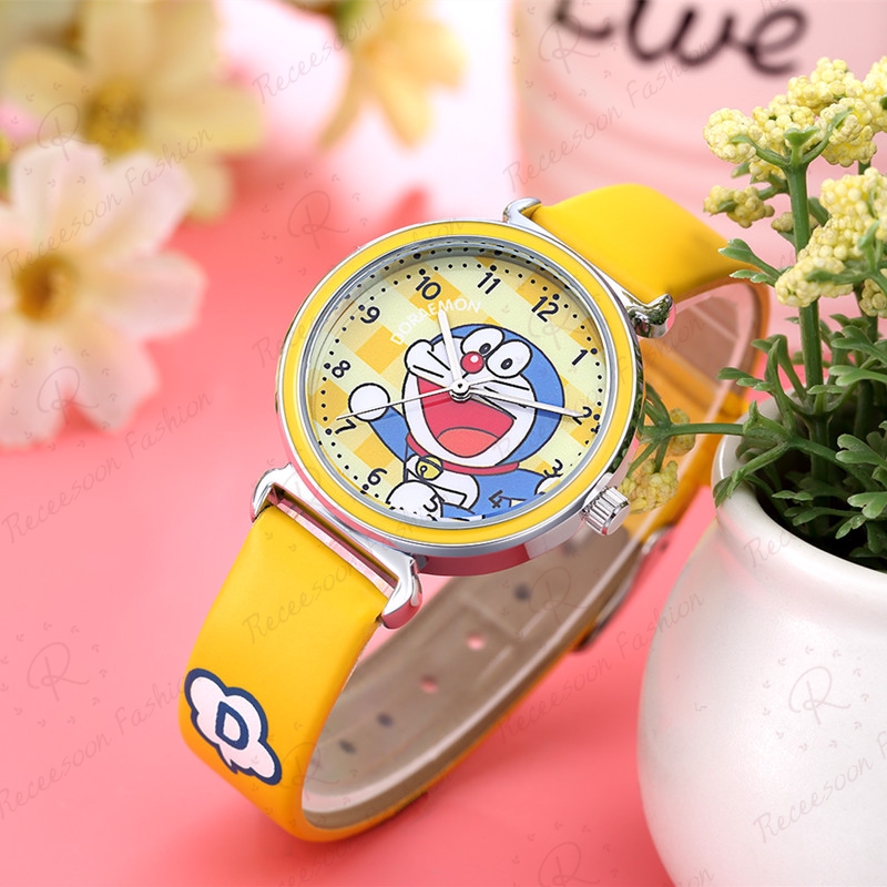 Đồng hồ thiết kế máy thạch anh có dây bằng da họa tiết Doraemon | BigBuy360 - bigbuy360.vn