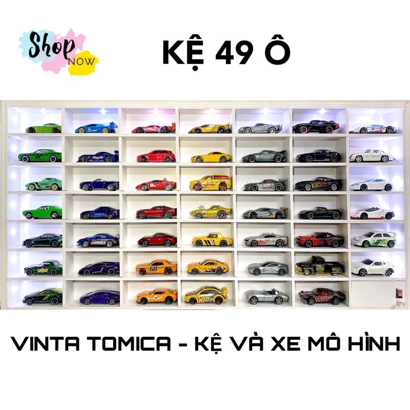 [MUA 2 TẶNG 1 XE] Kệ 49 Ô Trưng Bày Xe Mô Hình Tomica, Hotwheels, Bearbrick 100%