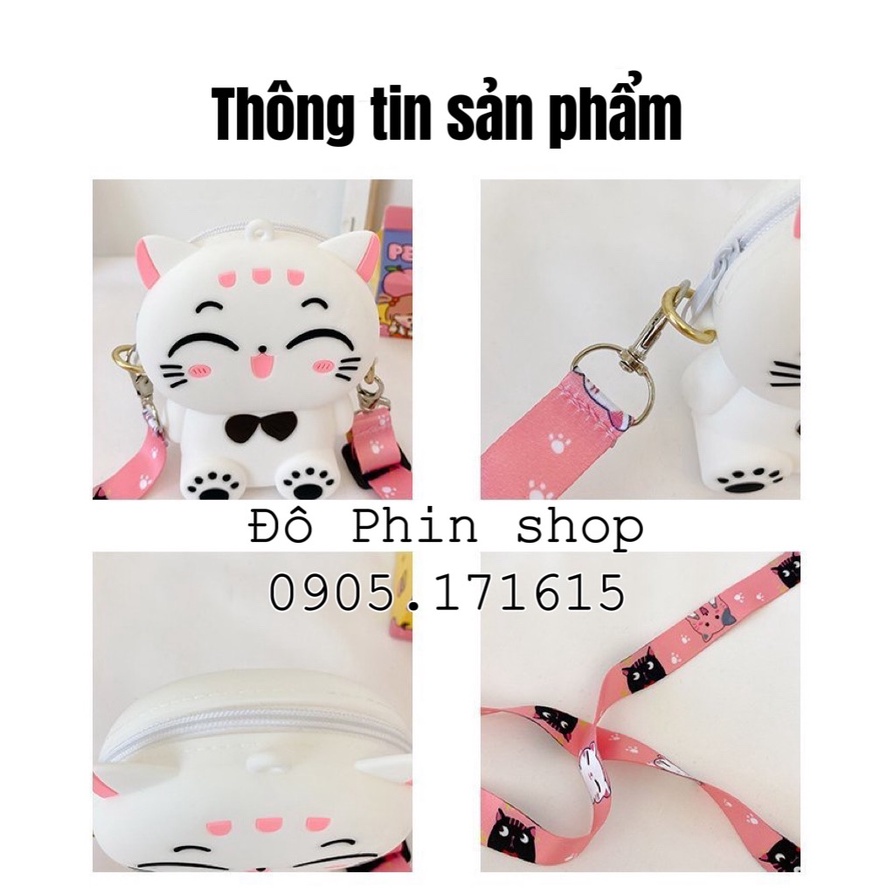 [Mới 2023] Túi xách silicon đeo chéo hình mèo thời trang đựng bao bì tiền lì xì