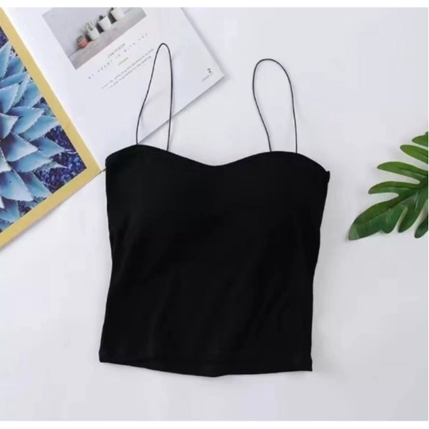 Áo 2 dây sợi bún mặc với vest nữ đẹp - Áo croptop dây bún đẹp màu đen màu trắng màu xanh