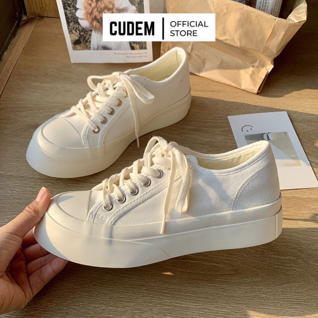 Giày thể thao nữ độn đế cao High Soles đi học chất liệu vải Canvas dày dặn giữ form CUDEM S9