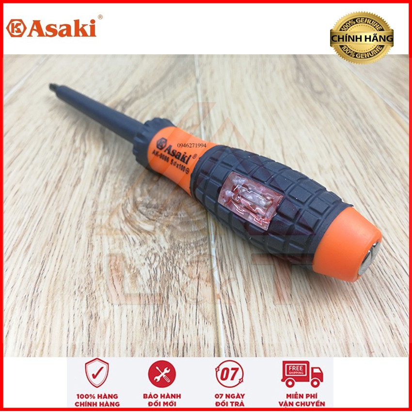Tua vít cách điện & thử điện 5 mm x 100 mm ( - ) Asaki AK-9087