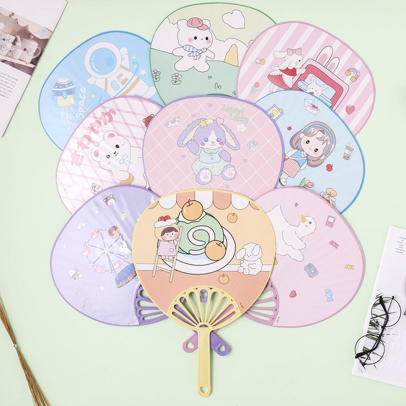 HMD0123 Quạt Nhựa Cầm Tay, Quạt Cầm Tay Cute Hình Tròn Gọn Nhẹ, Tiện Lợi Mùa Hè 2022