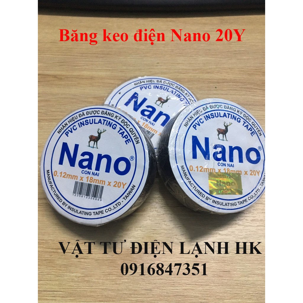 COMBO 1 cây (10 cuộn)  băng dính điện -cuộn dài 20Y - siêu dính Nano đen - trắng TÔ NGA DŨNG