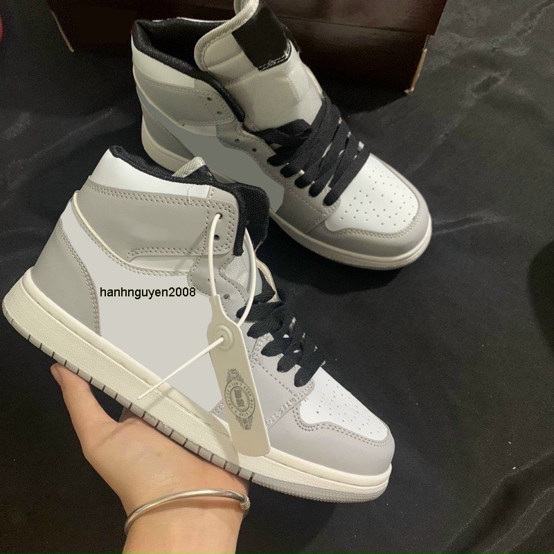 Giầy sneaker mid xám cao cổ chất da đẹp Full hộp (tặng móc khoá)