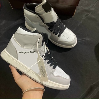 Giầy sneaker mid xám cao cổ chất da đẹp Full hộp (tặng móc khoá)