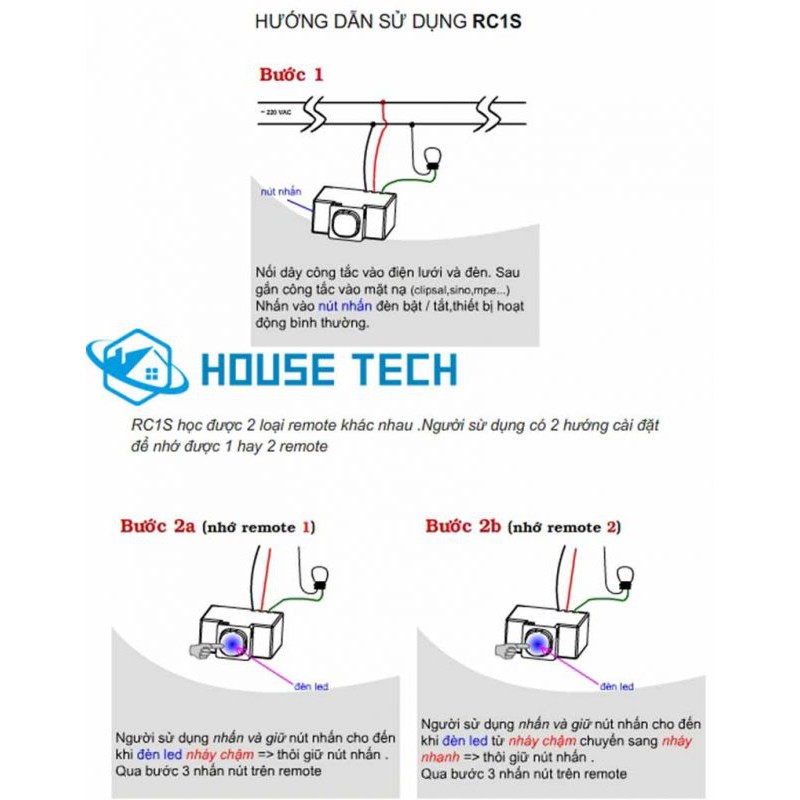 Công Tắc Tắt Mở Thiết Bị Điện Bằng Điều Khiển Từ Xa (RC1S)