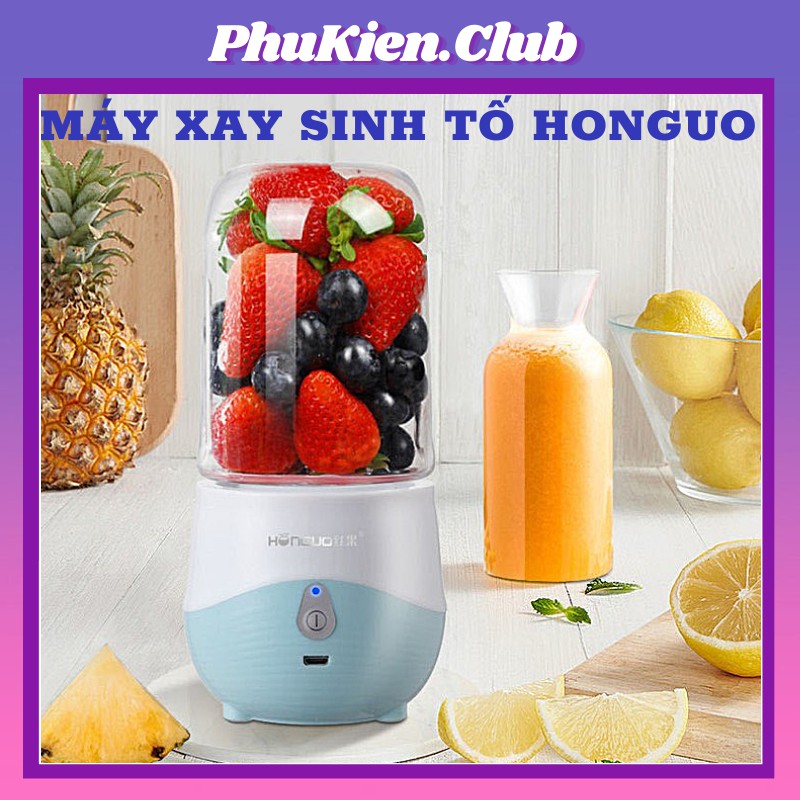 [Mã ELHA22 giảm 5% đơn 300K] MÁY XAY SINH TỐ TRÁI CÂY CẦM TAY CAO CẤP HONGUO SẠC PIN 300ml