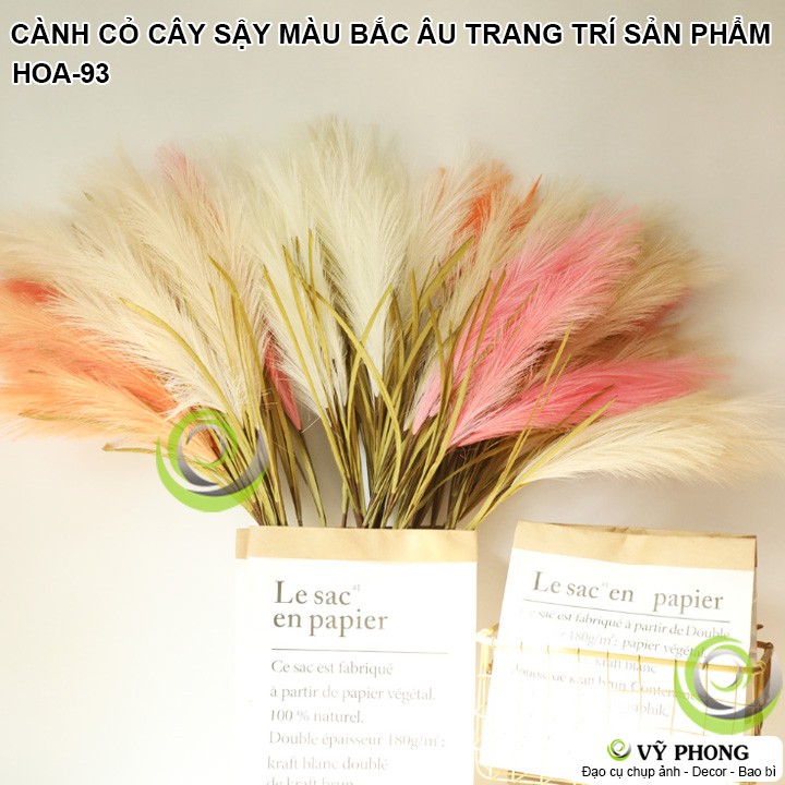 CÀNH LÁ CỎ CÂY SẬY LÔNG VŨ MÀU MÔ PHỎNG THẬT PHONG CÁCH BẮC ÂU TRANG TRÍ ĐẠO CỤ CHỤP ẢNH SẢN PHẨM INS HOA-93