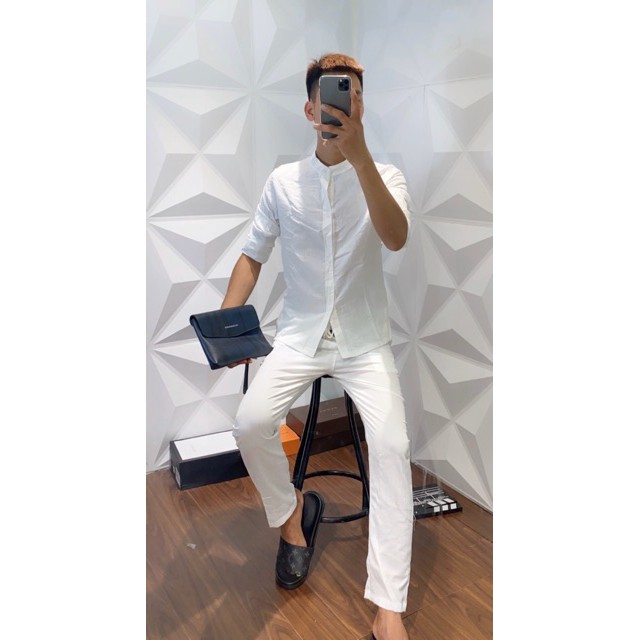 Bộ Đũi Dài Tay Nam ,Sơ Mi Quần Đũi Dài Tay Đi Biển ,Đi Chơi ,Đi Làm Chất Đũi xước mỹ