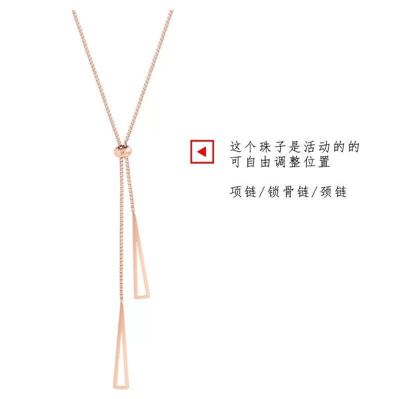 Vòng cổ Thép Titan Mặt Hình Tam Giác Màu Vàng Hồng Phong Cách Hàn Quốc Cho Nữ
