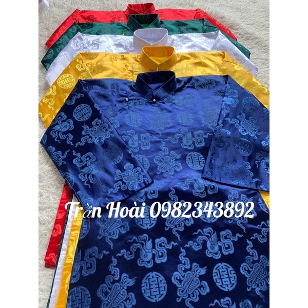 Khăn áo hầu đồng - áo ngũ vị tôn quan gâm trơn chữ thọ