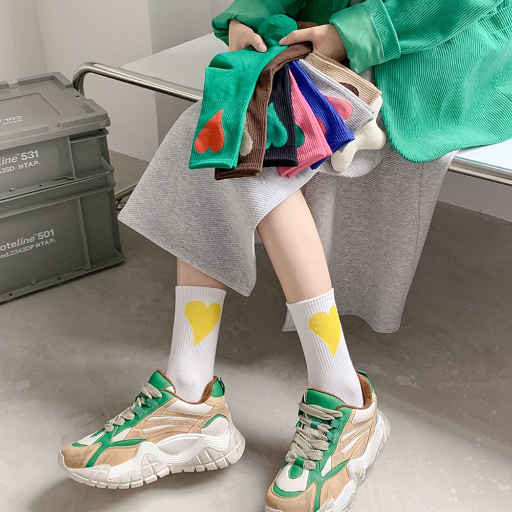 Vớ cotton cổ cao thoáng khí màu sắc ngọt ngào phong cách Nhật Bản Hàn Quốc dành cho nữ