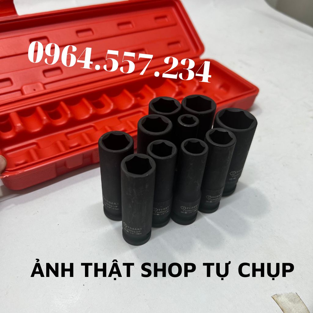 Bộ Khẩu 1/2, Bộ Tuýp 10 món Vặn Bulong 1/2 inch 6 cạnh  Cao Cấp TUSAKI-JAPAN