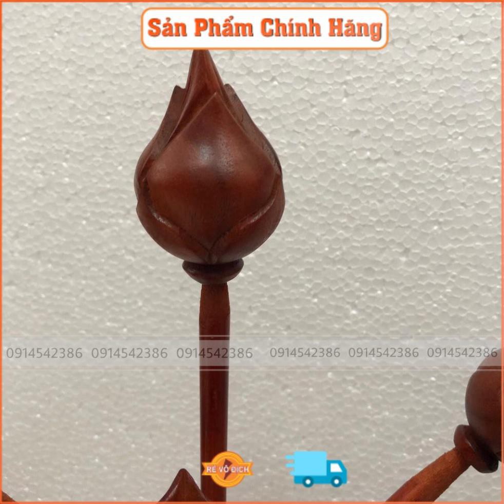 Combo hoa sen gỗ mít phun mầu nâu gụ (tặng kèm 2 lọ hoa sứ vẽ sen)