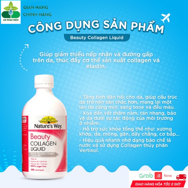 Collagen Thủy Phân Nature's Way Beauty Collagen Liquid Dạng Nước 500ml Sáng Da Đẹp Da
