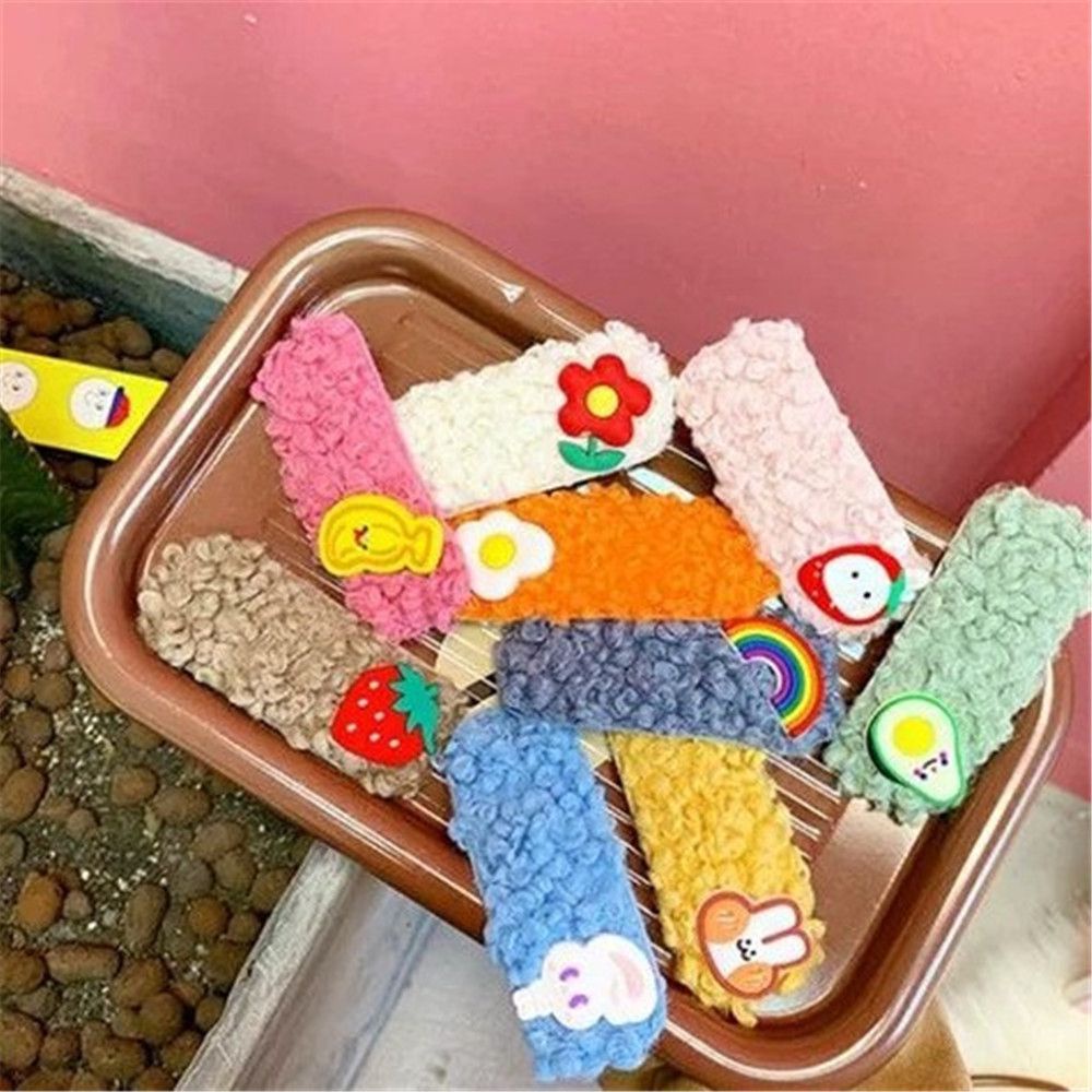 Kẹp tóc vải lông trang trí nhân vật hoạt hình nhiều màu sắc tùy chọn đáng yêu