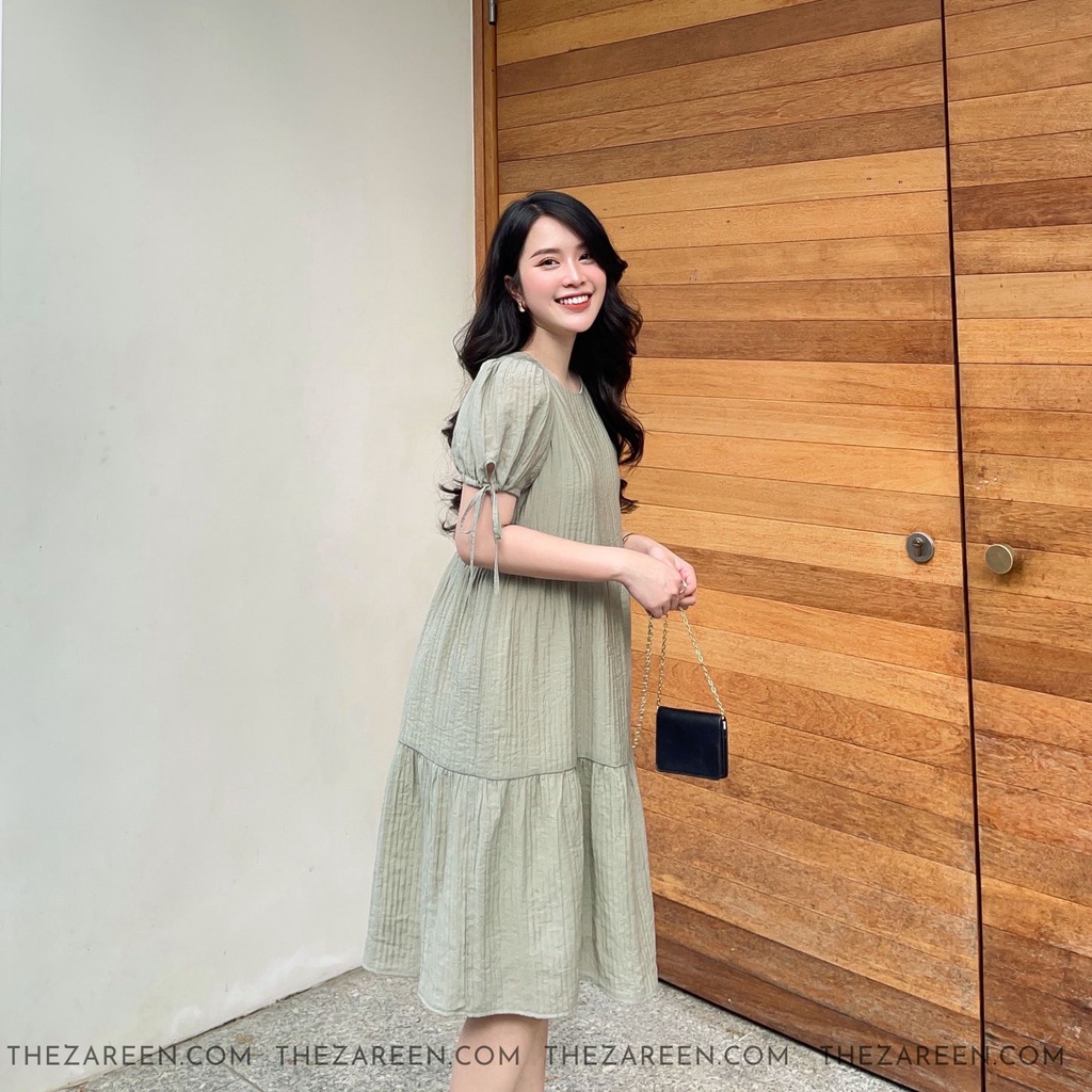 ĐẦM BABYDOLL THẮT NƠ ZAREEN DAX38 XANH RÊU | BigBuy360 - bigbuy360.vn