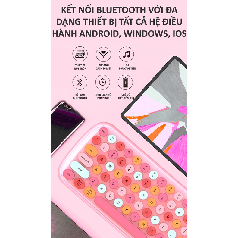 Bàn phím không dây kết nối Bluetooth Mofii Candy nút tròn siêu êm gõ không gây ra tiếng ồn