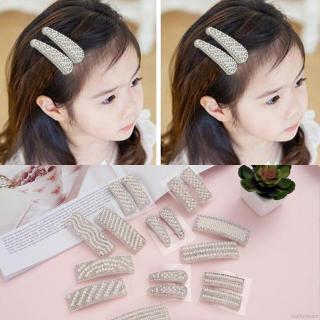 Set 2 kẹp tóc đính ngọc trai/đá thiết kế dễ thương cho bé gái
