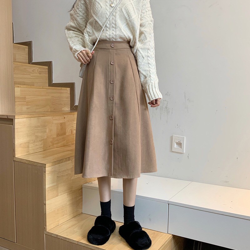  Chân váy xòe dáng dài có cúc, váy midi M804 | BigBuy360 - bigbuy360.vn