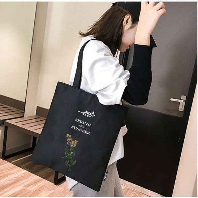 Túi tote canvas đeo chéo giá rẻ trơn vải mềm đi học TX769