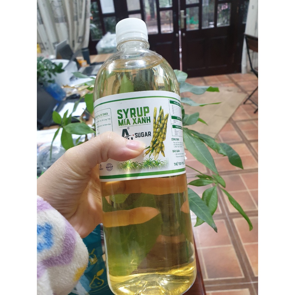 đường nước pha chế - đường mía xanh cao cấp chai 1 lít
